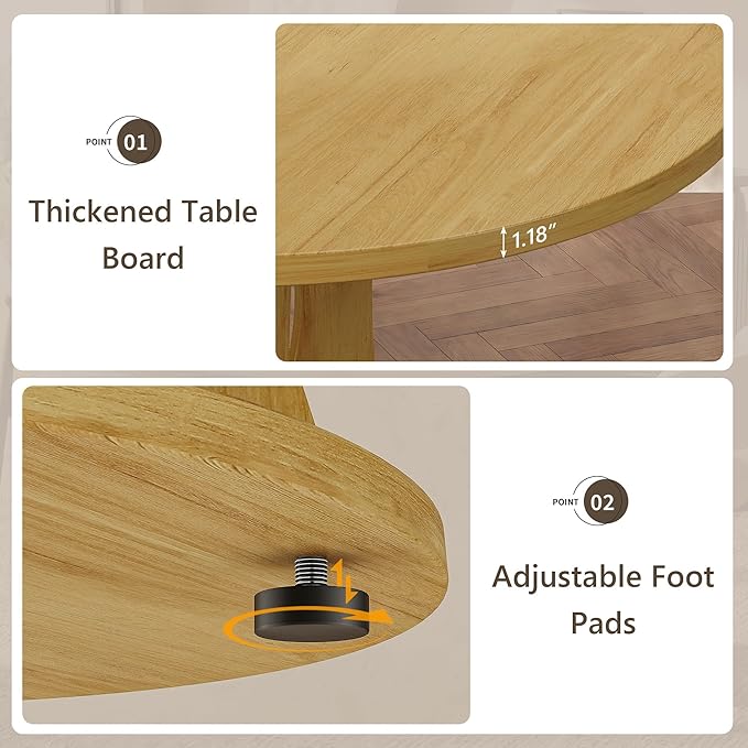 Einhomn 43-59" Extendable Round Dining Table, Kitchen Table for 4-8, Farmhouse Circle Dining Room Table with Removable Leaves,Hidden Storage, Space Saving Wood Kitchen & Dining Room Furniture, Oak