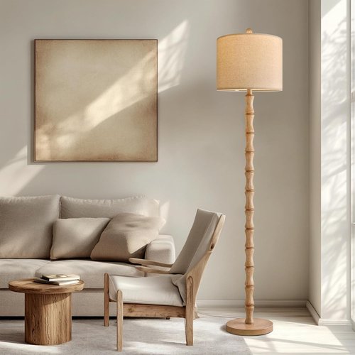 BOBOMOMO 62" Farmhouse Floor Lamp - Rustic Retro Design with Rotary Switch for Living Room & Bedroom