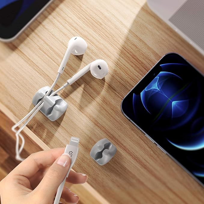 Syncwire Cable Clips, 5 Pack Gray Cord Organizer Cable Management Self Adhesive Cable Holder for Organizing Cable Cords, Ideal for Home, Office, Cubicle, Car, Nightstand, Desk Accessories