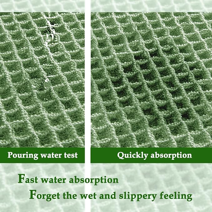 ZALL Waffle Bath Mat,Super Absorbent Non Slip Bathroom Rug,Sage Green 24X72inch,Machine Washable Ultra Soft Floor Mats