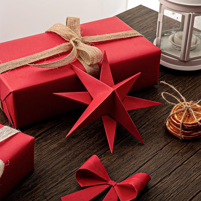 Retrify Red Kraft Paper Roll 17 Inches x 32.8 Feet - All Occasion Thick Art Wrapping Paper for Birthday Valentine's Day Gift Wrap, Bouquet Flower Table Runner Covering Crafts