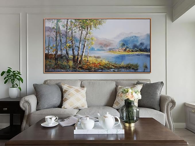 Arjun Framed Forest Picture for Living Room, Wall Art for Bedroom Nature Painting Wall Decor, Office Artwork Home Dining Room Large 40"x20"