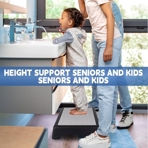 One Step Stool - Portable Non-Slip Stair Assist for Adults & Seniors | 450lbs Capacity, Grey