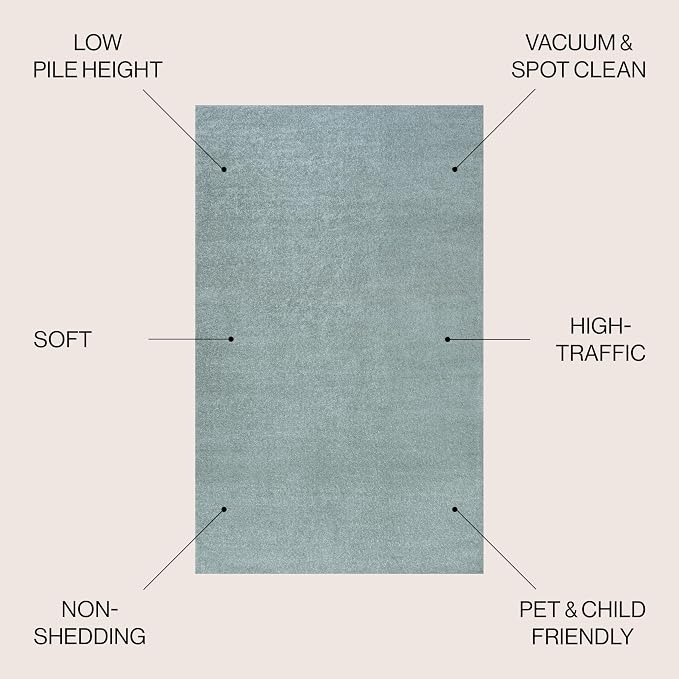 JONATHAN Y Haze Solid Low-Pile Aqua Blue Indoor Area Rug 8x10, Coastal,Bohemian,Minimalist,Classic, Easy-Cleaning for Living Room,Bedroom,Kitchen,Pet Friendly,Non-Shedding (SEU100S-8)