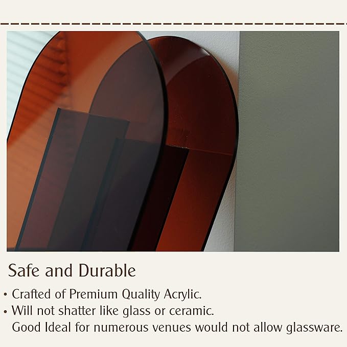 Acrylic Vase Modern Arch Shape Vase for Wedding Party Flowers Centerpieces Home Office Decor (Brown)