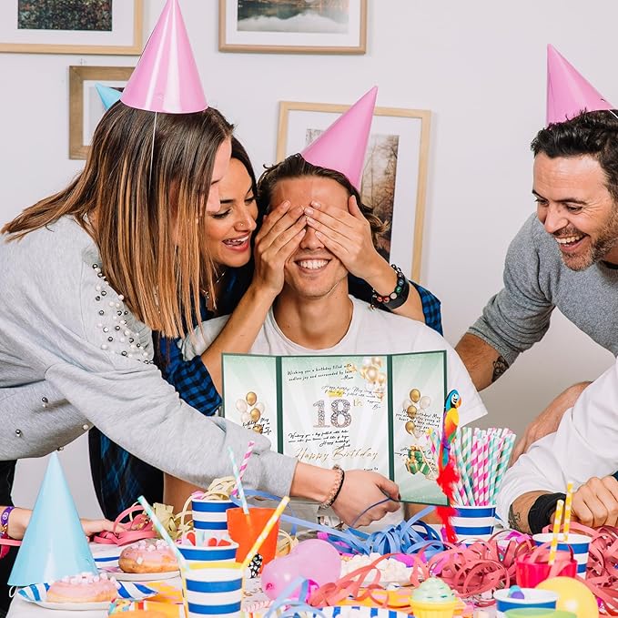 Green Gold Birthday Party Decorations,18" x 12" Creative Birthday Decorations Guest Sign in Book Alternative, for Men and Women of All Ages, Happy Birthday Party Supplies