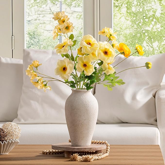 Ceramic Flower Vase Home Decor - Large Tall Farmhouse Table Vases Rustic Vintage Living Room Kitchen Bedroom Decorations for House Book Shelf Office Coffee Desk Dining Fireplace (11" Rustic)