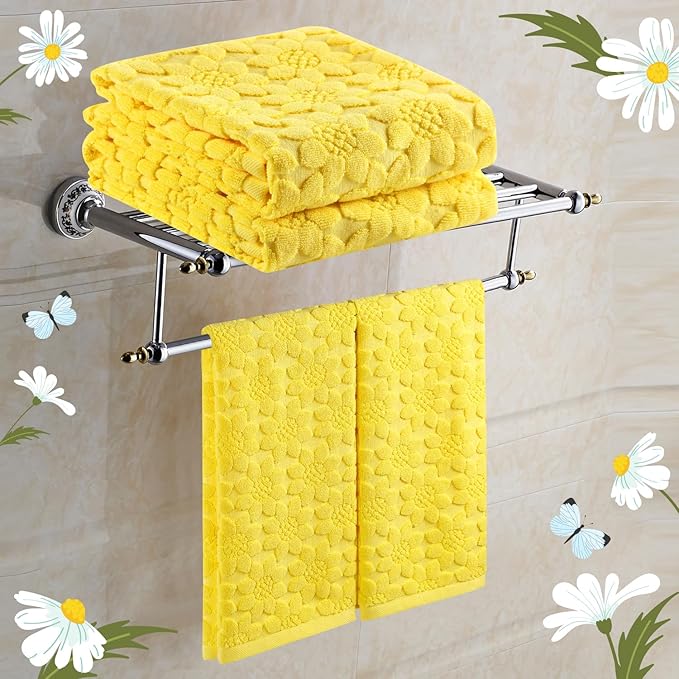 Quera 2 Pack Hand Towels Spring Summer Yellow Sunflower Farmhouse Cotton Bathroom Decorative Towels Set for Drying, Cleaning, Cooking, Holiday 13.7'' x 29.5''