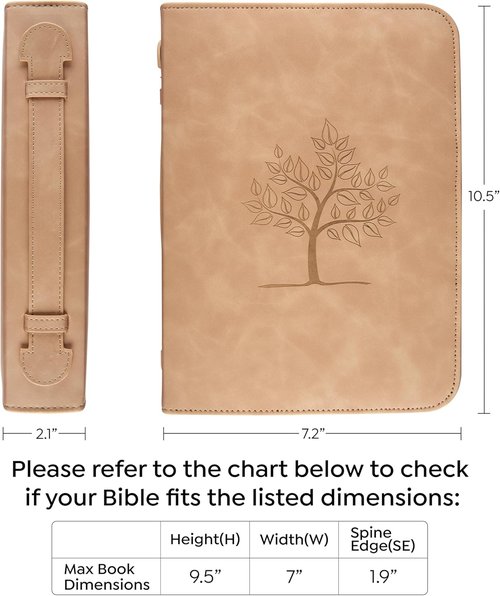 BLIEVE Bible Cover Case - Stylish PU Leather with Storage Pockets, Handle & Ribbon Bookmark