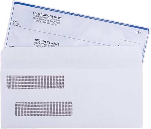 QuickBooks 500 Self-Seal Double Window Security Check Envelopes - Ultra Security Tinted, 3 5/8 x 8 11/16