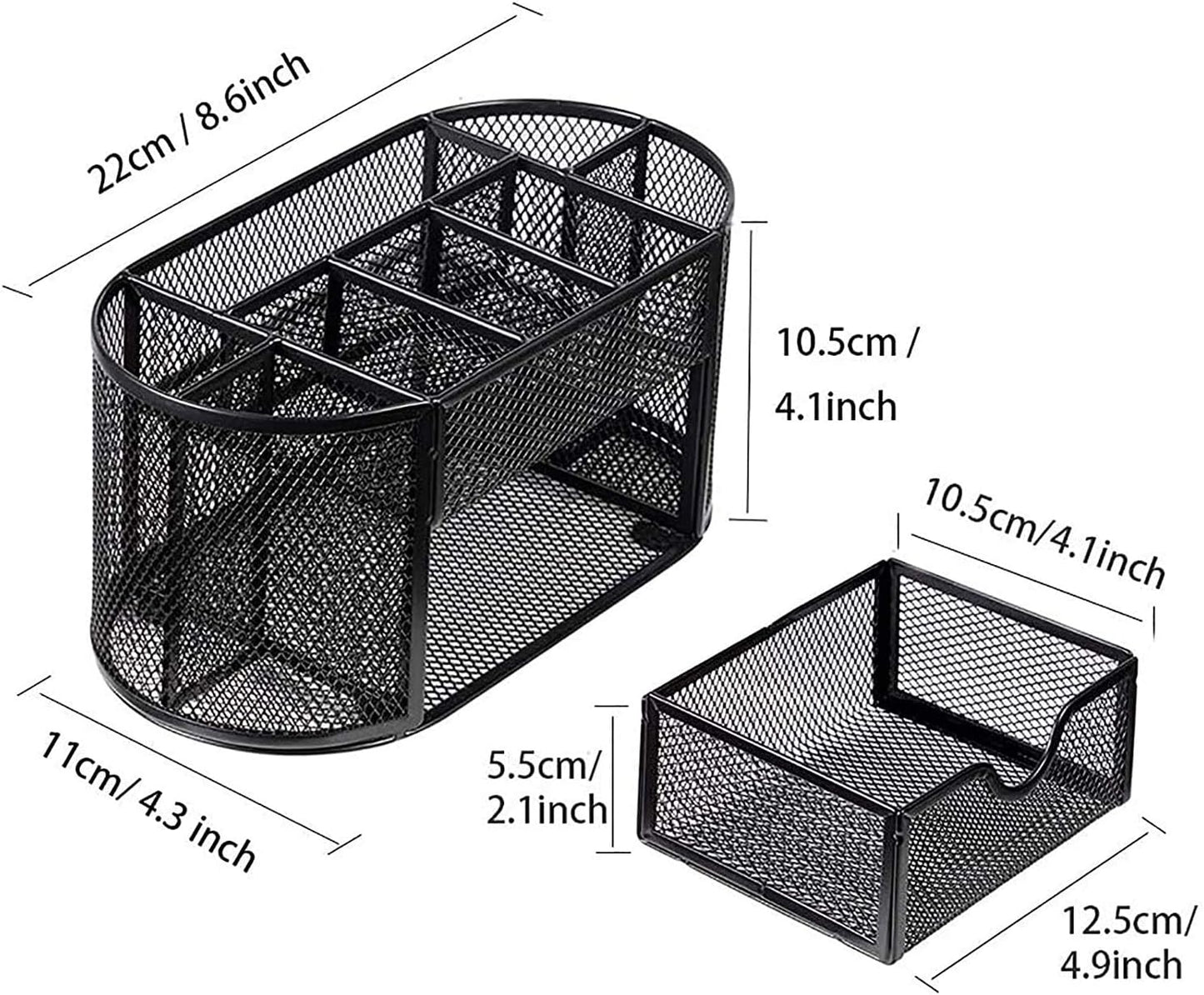 Skiennix Desk Organizer - 9-Compartment Mesh Pen Holder for Office & Home | Space-Saving Black Design