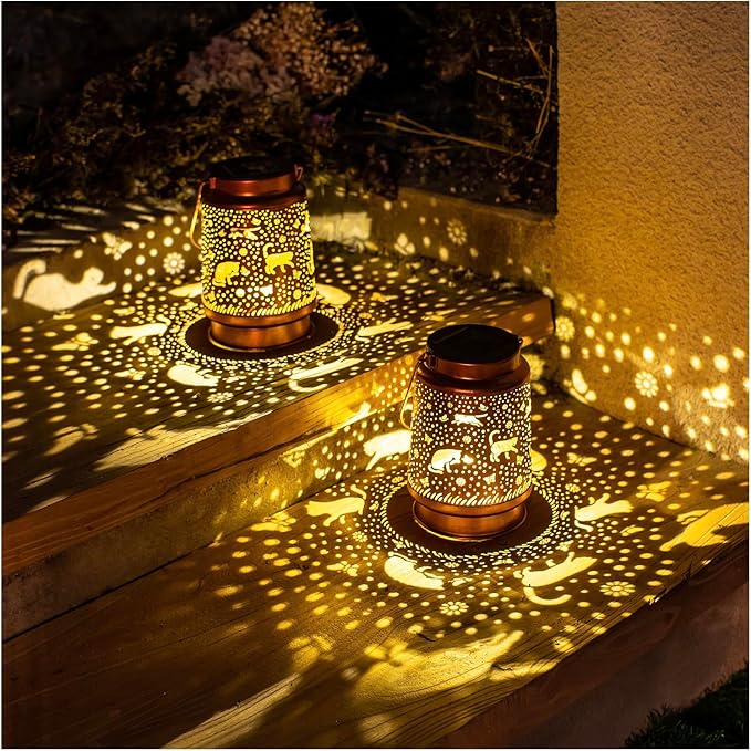 Christmas Gifts for Women Cat Solar Lanterns Outdoor Waterproof Hanging Solar Lights Cat Gifts for Women Men Metal Decorative LED Cat Lanterns for Garden Decor,Yard,Patio,Lawn,Pathway,Landscape