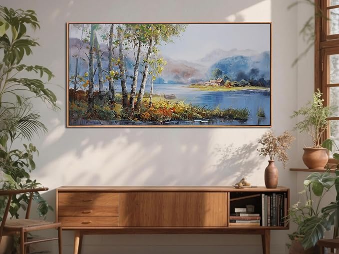 Arjun Framed Forest Picture for Living Room, Wall Art for Bedroom Nature Painting Wall Decor, Office Artwork Home Dining Room Large 40"x20"