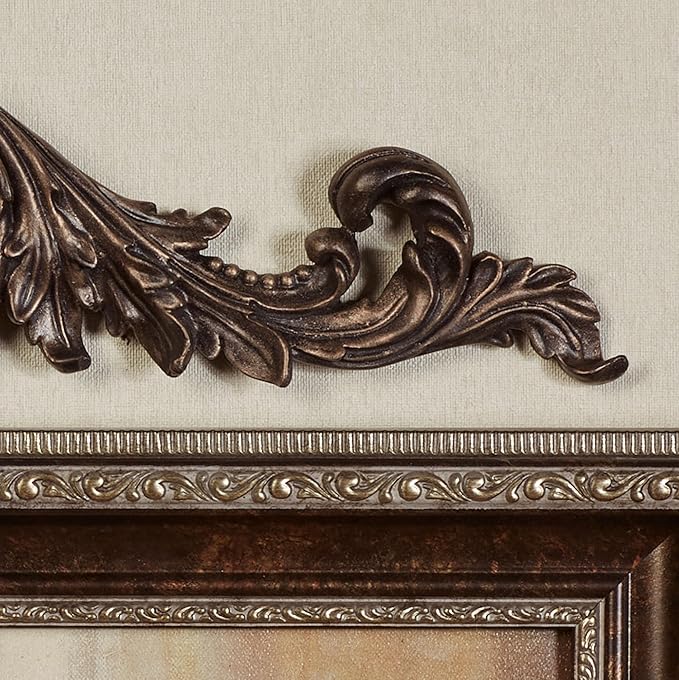 Salvatar Wall Art Topper | Wide Picture Design | Antique Bronze Metallic Finish | Openwork Acanthus Leaf Scrolls with Ornate Fleur De Lis | Hang Alone or Above Artwork or Framed Family Photographs
