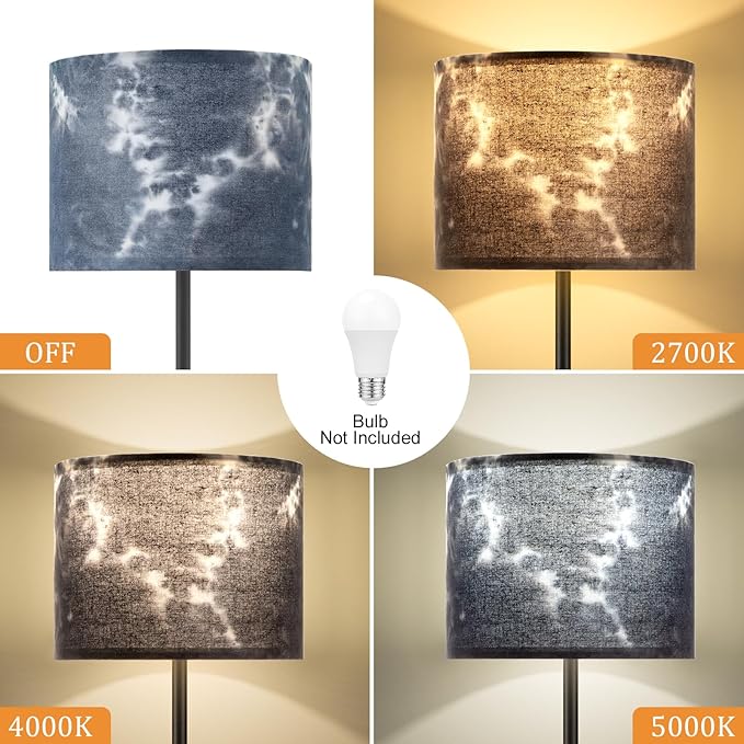 Ambimall 60'' Modern Floor Lamp with Shade, Tall Lamps for Living Room, Bedroom, Office, Dining Room, Hand-Dyed Blue Lampshade(Without Bulb)