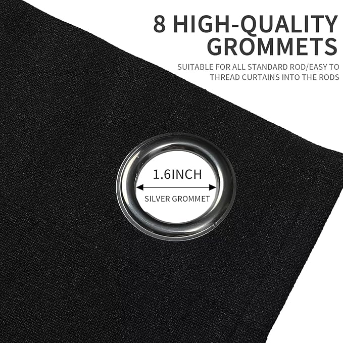 Joydeco Black Blackout Curtains 120 Inches Long, Extra Long Curtains 120 Inch Length 1 Panel for Bedroom, Thermal Insulated Linen Black Out Curtains with Grommets(100x120, Black)