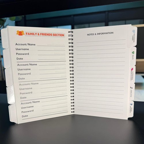 Nokbox Companion Password Book - Organized Password Keeper With Category Tabs for Easy Access