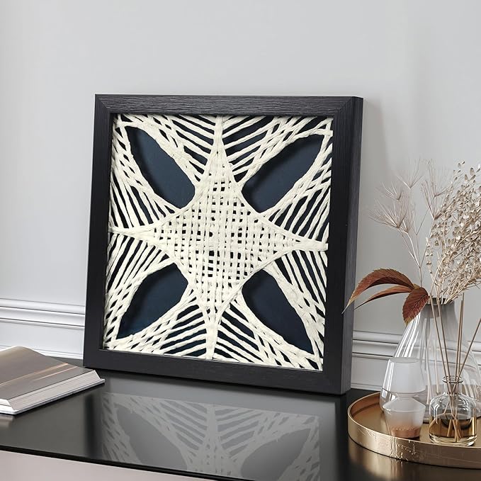 FOLKOR Abstract Framed Wall Art for Modern Home Office, 3 Pack 12" Rice Paper Black and White Wall Decor for Living Room Bedroom Entryway, Geometric Wall Hanging Shadow Box Artworks Accent Gift