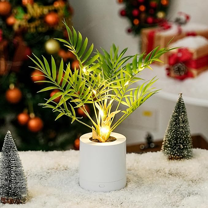WSYEAR Artificial Lighted Areca Palm Tree Lamp Night Light for Womens Christmas Birthday Gifts, DIY Bonsai Decor, Perfect Ideal for Ambiance Wedding Party Bedroom Bar Coffee Shop Decor Light