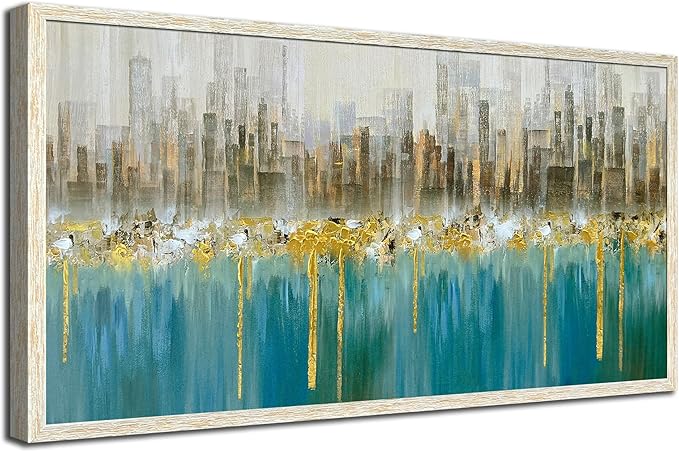 Ardemy Large Framed Wall Art Abstract Canvas Modern Gold Textured Wall Decor Living Room Painting Picture Artwork Bedroom Home Office, 48"x24"