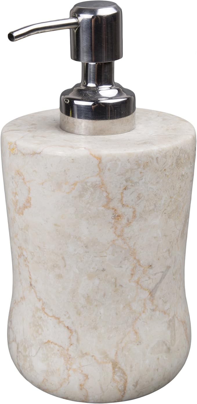 Creative Home Natural Marble Soap Dispenser with Stainless Steel Pump, Beige