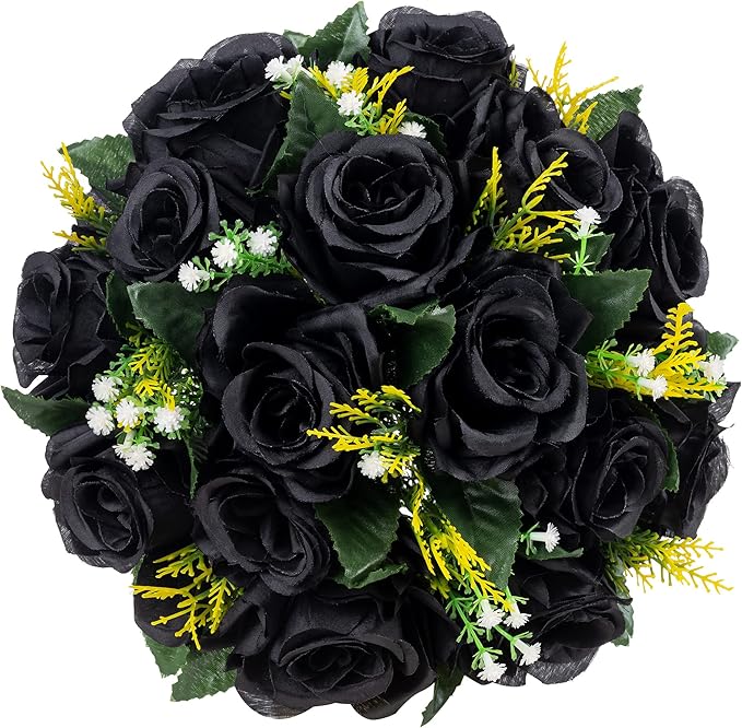 Flower Centerpieces for Wedding Tables: Halloween Table Decorations Black Flower Balls Centerpieces for ，Engagement Cerebration Party Gothic Center Pieces 2 Packs