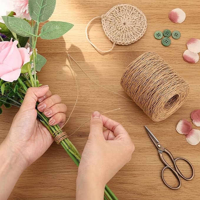 Syhood 1345 Feet Floral Vine Bind Wire Rustic Wrapping Wire for Flower Bouquets(Light Coffee)