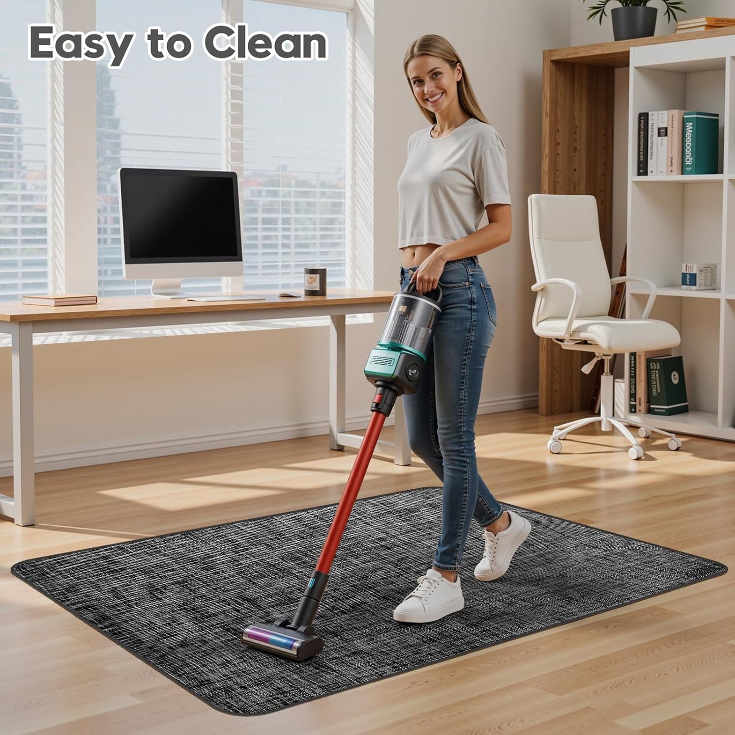 Sycoodeal Office Chair Mat - Heavy Duty Anti-Slip Floor Protector for Hardwood & Tile - Dark Black (48" x 60")