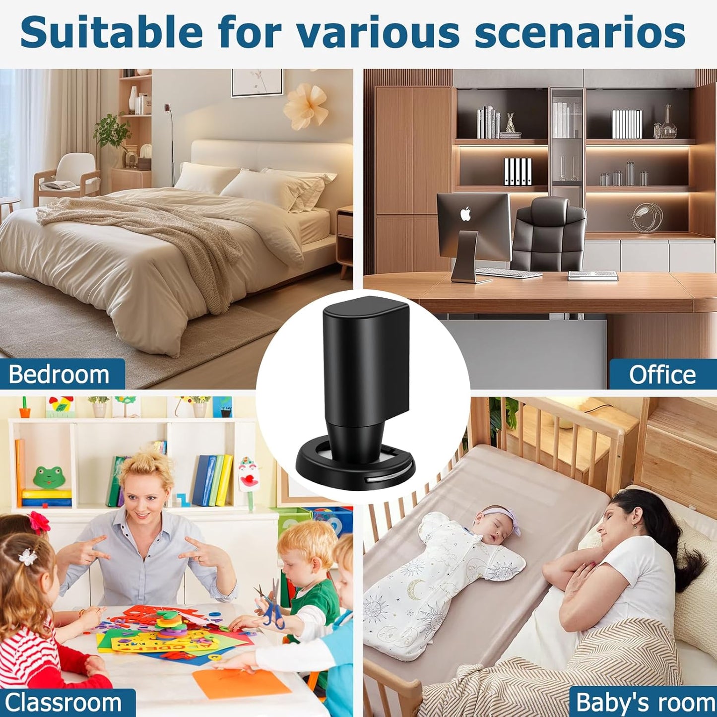 Skiennix Magnetic Door Stopper Wedge - Heavy Duty 2 Strong Magnets | No Drill Installation, Black