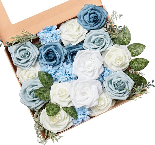 Artificial Flowers Combo, Fake Flowers for DIY Tables Centerpieces Baby Shower Bridal Shower Wedding Bouquet Arrangements Party Candle Holder Cake Decor Flower Home Decorations