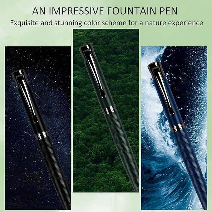 BOCIYER Luxury Fountain Pen Set,Ink Pen for Smooth Writing,Medium Nib,Includes 10 Ink Cartridges&Ink Converter,Best Pen Gift Case for Men & Women,fancy,calligraphy,Executive,Office pen-Blue
