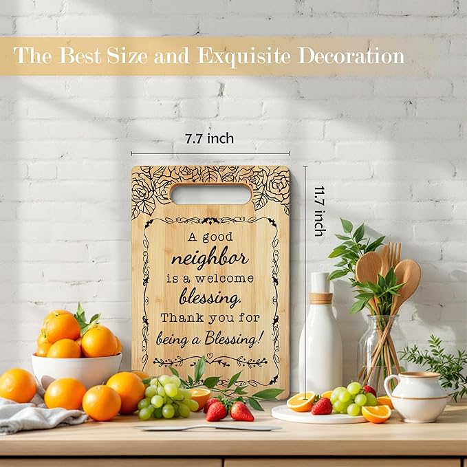 Neighbor Gifts Cutting Board Chopping Board, Best Neighbor Gifts, Neighbor Gifts for Christmas, Good Neighbor Gifts, Gifts for Neighbors, Decorative Bamboo Cutting Boards for Kitchen