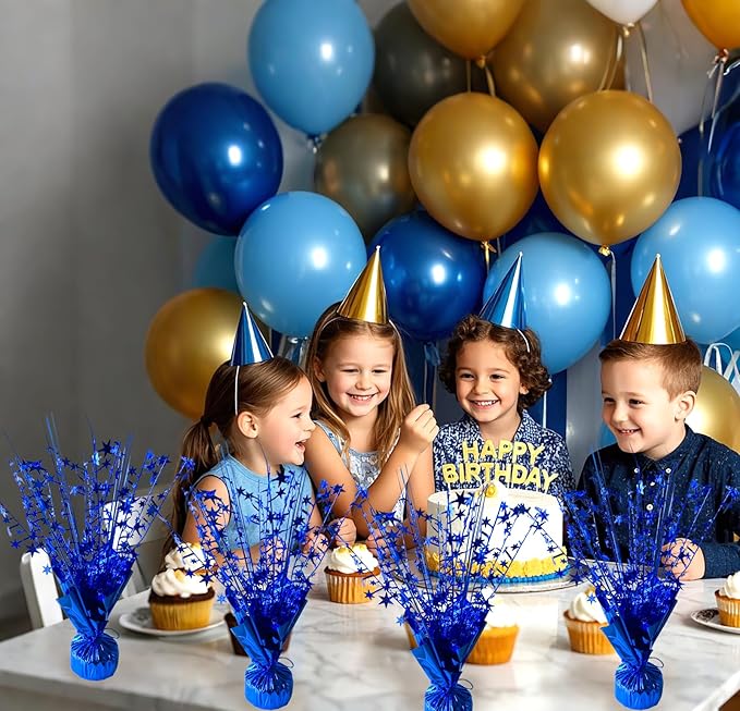 12 Pack Metallic Foil Spray Centerpiece Star Table Decoration Burst Table Centerpieces for Birthday New Years Nye Wedding Anniversary Graduation Holiday Party Supplies Decor, Navy Blue