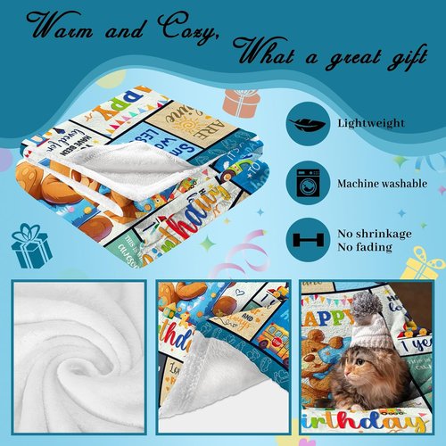 CIUGOIG Happy 1st Birthday Blanket - Soft 50"x40" Gift for One Year Old Boys | Adorable Teddy Bear Design