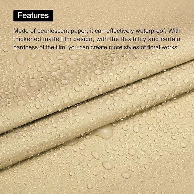 MECCANIXITY Set of 20 Flower Wrapping Paper 22.8x22.8 Inch Waterproof Florists Wrapping Paper for Florist Bouquet Supplies, DIY Crafts, Gift/Gift Box Packaging Light Beige