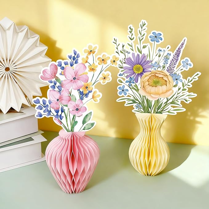 12PCS Wildflower Honeycomb Centerpiece Table Decorations Flower Centerpieces for Tables Wildflower Party Decorations for Birthday Baby Shower Wedding Spring Mothers Day Graduation Garden Party