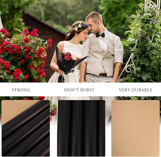 GANAZONO 20Pcs Double-sided Packing Paper Black and Gold Floral Wrap for Flower Bouquet Wedding Birthday DIY Craft Decorative Wrapping