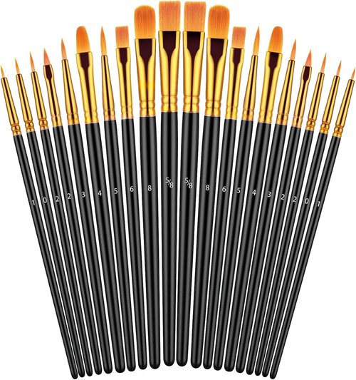 Skiennix 20-Piece Paint Brush Set - Versatile Brushes for Acrylic, Oil, and Watercolor Painting | Ideal for Artists and Crafts