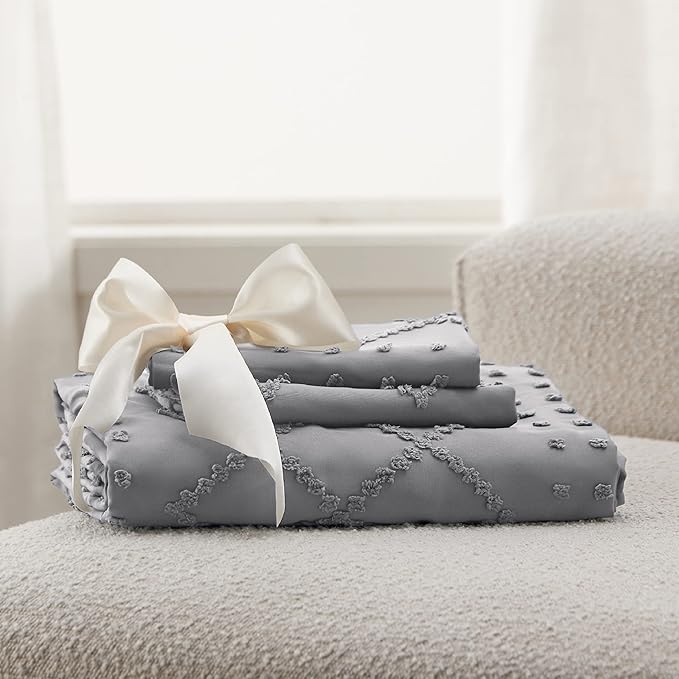 Bedsure Boho Duvet Cover King Size - Grey Breathable & Soft Boho Bedding, Machine Washable Comforter Cover for All Seasons, Includes 1 Duvet Cover 104"x90" with 2 Pillow Shams & Zipper Closure
