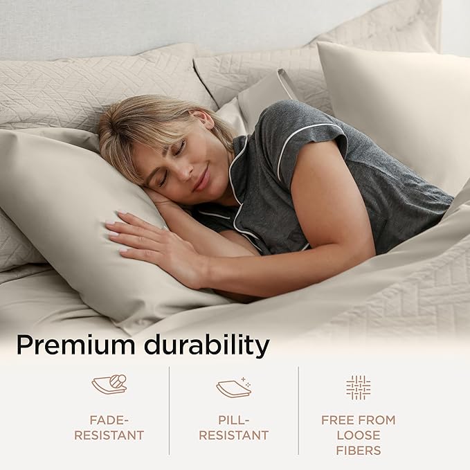 Threadmill Supima King Size Sheets, 1200 Thread Count, 4 Piece American Luxury Bed Sheets for King Mattress, 5 Star Hotel Quality Cotton Sheets with Elasticized Extra Deep Pocket, Taupe