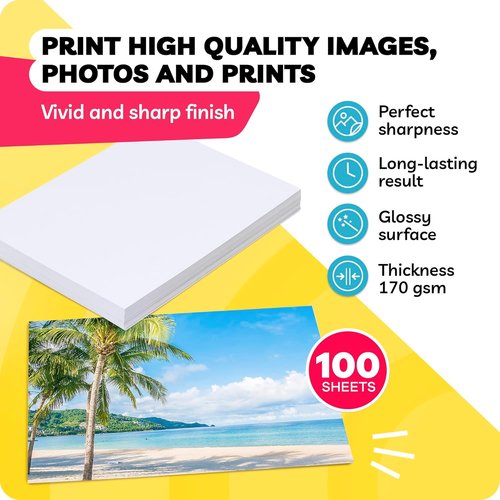 Glossy Photo Paper - 8.5 x 11" | 100 Sheets - Premium Inkjet Printer Paper for Stunning Prints