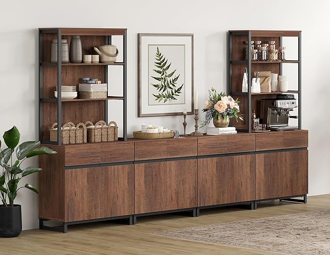 WAMPAT 3 Tier Bookshelf with Storage Cabinets, 72" Tall Bookcase with Adjustable Shelf, Large Modern Display Book Case Shelf with Door, Library Wood Bookshelves for Home Office, Living Room, Brown