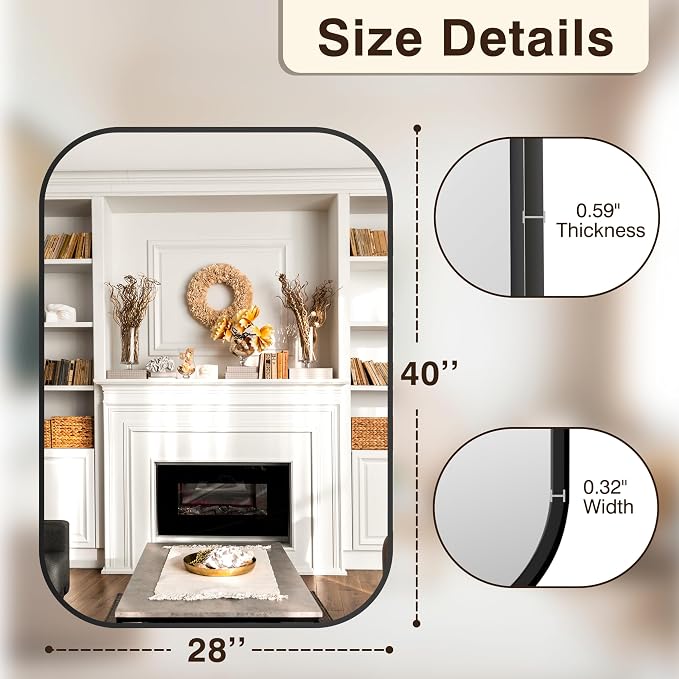 FICTOR Bathroom Vanity Mirror for Wall, 2 Pack 28" x 40" Rectangle Bathroom Mirror for Over Sink, Metal Framed, Hangs Horizontally or Vertically(Black)