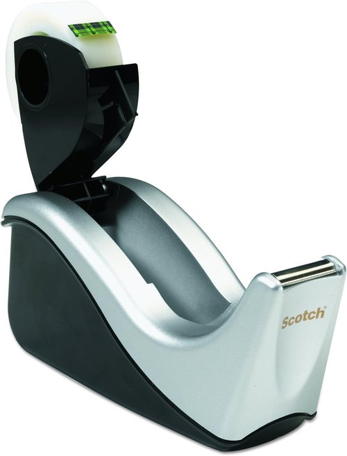Scotch Desktop Tape Dispenser - Silvertech Two-Tone | Pack of 2 for Easy Office Organization