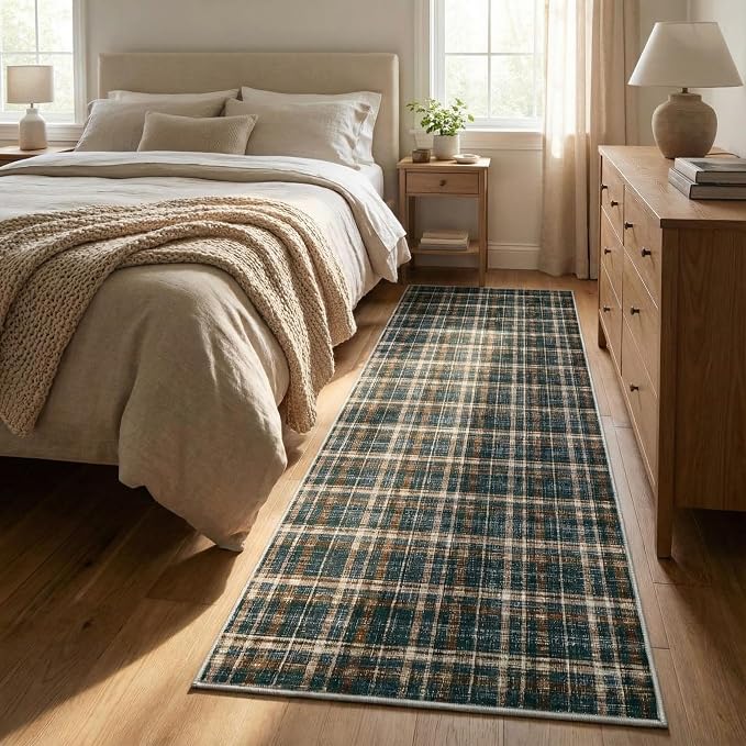 Washable Runner Rug 2x10 Modern Bathroom Rugs Non Slip Kitchen Rugs with Rubber Backing Entryway Rug Soft Non Shedding Stain Resistant Carpet for Laundry Hallway Bedside 2'x10'