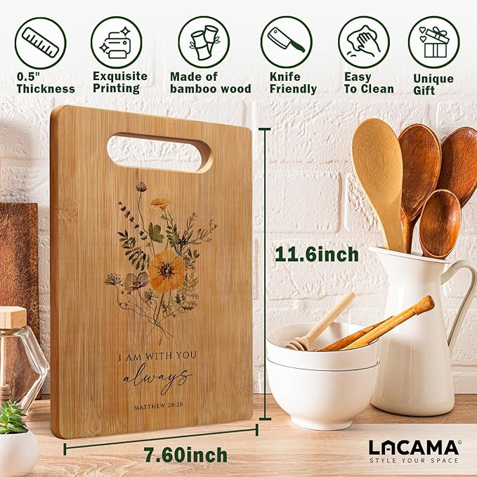 Lacama Christian Gifts for Women Cutting Board Kitchen， Appreciation Gift for Women Christmas Birthday, Inspirational Gift for Woman Floral Religious Spiritual Gifts for Her, Mom, Sister, Friends