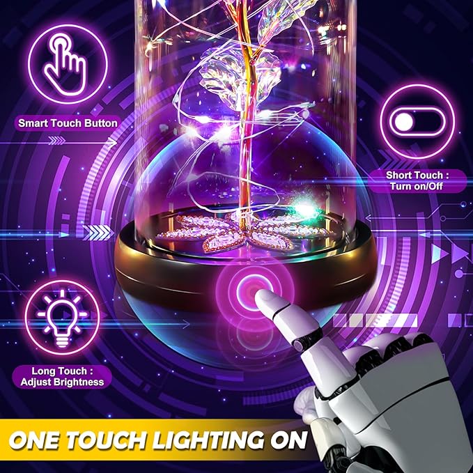 Beferr Birthday Gifts for Women Mom Rechargeable Galaxy Glass Roses Forever Preserved Flowers for Delivery Prime Smart Touch Light Up Rose in Dome Gift for Grandma Sister Wife Her Girlfriends Daughter