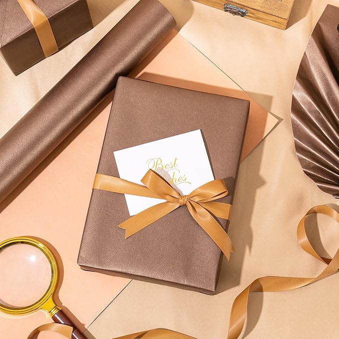 RUSPEPA Chocolate Brown Matte Wrapping Paper - Solid Color Pearly - luster Paper Perfect for Wedding, Birthday, Christmas, Baby Shower -17 Inches X 32.8 Feet