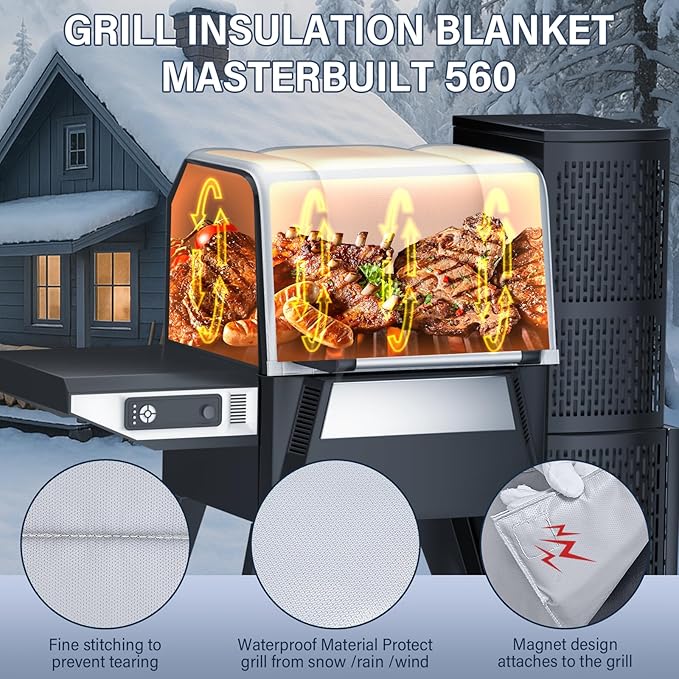 Grill Thermal Insulated Blanket for Masterbuilt Gravity Series 560 Charcoal Grill, fits MB20080220 Gravity Series Grill Smoker Insulation Blanket for Winter Cooking