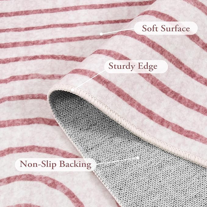 Lahome Abstract Washable Rugs 5x7, Soft Pink Rugs for Living Room Bedroom Girls, Ultra-Thin Non-Shedding Modern Throw Large Carpet for Dining Room Office Darrell(5'x7',Pink)